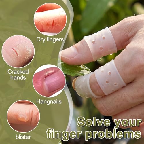 12pcs Finger Covers for Skin Picking, Reusable Breathable Silicone Protection Anti Nail Biting Gloves, Finger Protection Sleeves for Anti-Scratch, Cracked Hands - Clear