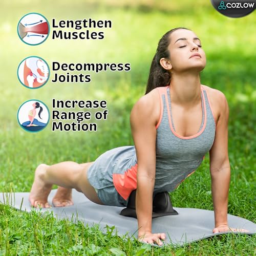 COZLOW Psoas Release Massage Tool for Back & Hip Flexor Muscle Pain Relief | Cozlow Psoas trigger point massager, back stretcher for deep tissue myofascial release, anti-slip base, detailed instructions - color: Black - Style a