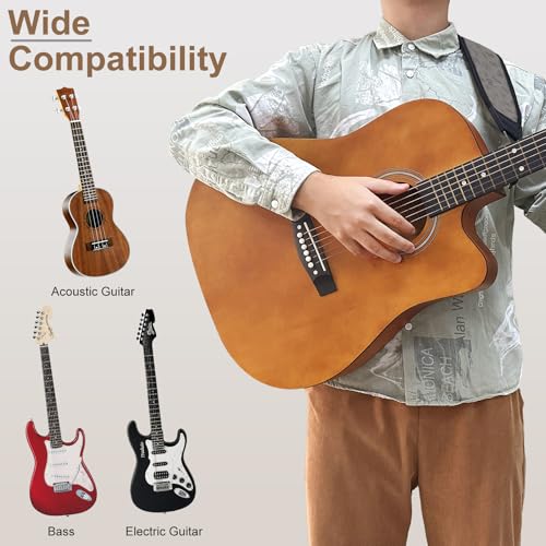 Guitar Straps for Electric Guitar Bass, Smooth Guitar Strap, 3" Wide Padded Straps with 3D Sponge Filling, Comes with 4 Picks + 2 Strap Locks + 1 Headstock Tie + 1 Tie Rope, Gray Butterfly - color: Smooth Gray Butterfly