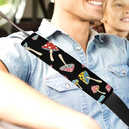 2 Pack Universal Fit Seat Belt Shoulder Pad for Kids, Car Seats Pushchair Strollers High Chair Pushchair, Colorful Mushrooms Shoulder Protector, Anti-Slip Pad - color: Pattern 964