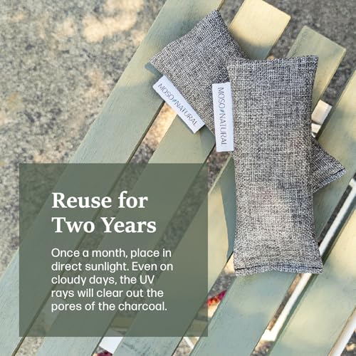 Moso Natural Shoe Deodorizer Inserts (3 Pack) Charcoal Odor Absorber for Shoes, Gym Bag & Boot Deodorizer, Unscented Shoe Odor Elimination, Air Purifying Bags, Lasts 2 Years (6 Bags) - style: 3 Pack (6 Total)