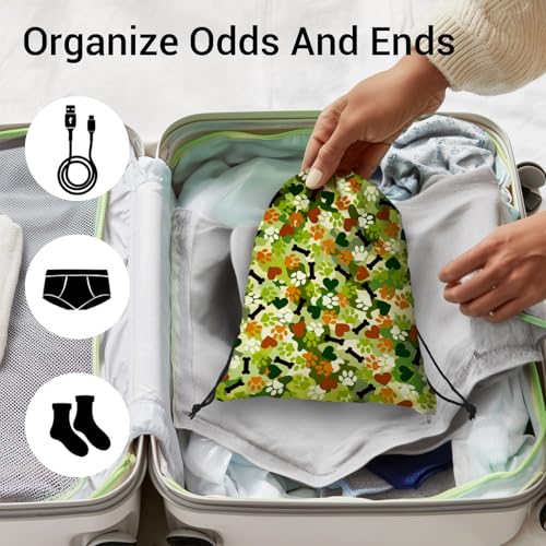 Grip Bags for Gymnasts Camo Paw Portable Small Storage Pouch Bag with Drawstring - color: Dog Paws Green