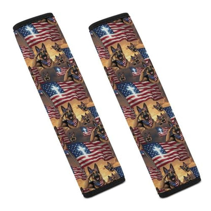 1 Pair Soft Padded Seat Belt Cover for Child, Most Cars, American Flag Patriotic German Shepherd Shoulder Harness Cover, Neck and Shoulder Support - color: Pattern 641