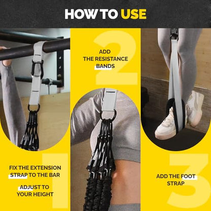Pull Up Assistance Bands Set with 4 Levels, Adjustable Strap and Foot Rest | 50–200 lb stackable pull-up assistance, nylon-sleeved bands, adjustable support, reduced snap-back risk - color: Gray