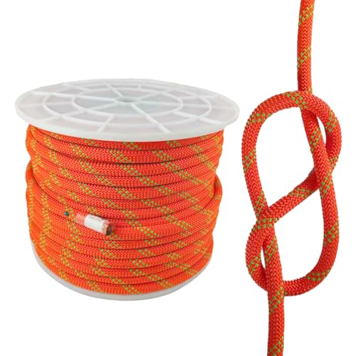UIAA Static Climbing Rope 10.5mm, 45M(150FT)Orange Rappelling Rope | Nylon Rappelling Rope, For Survival, Rescue Cord, Rock Mountaineering, Hauling - color: Orange, size: 10.5mmx45m