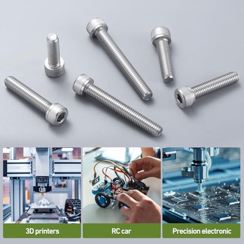 M4-0.7 x 40mm Bolt, 60PCS M4 Hex Socket Head Cap Screws Bolts, 304 Stainless Steel 18-8, Full Threads, Allen Socket Drive, with Hex Spanner - size: M4x40mm