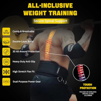 2-in-1 Weightlifting Belt & Dip Belt with 41 IN Steel Chain, Double-Layer Design, Powerlifting Gym Belt for Pull Up, Squat, Deadlifts & Added Weight Training, Unisex for Men & Women - size: Medium