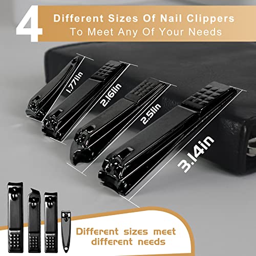Manicure Set 30 in 1 Nail Clipper Set,RedFlow Nail Clippers,Fingernail & Toenail Clippers,Manicure Tools,Pedicure Tools,Suitable for Travel Manicure Kit (A-Black) - color: A-black