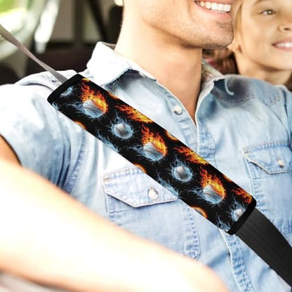 2 Pack Fire Water Baseball Car Seat Straps Shoulder Pads Soft Padded Seat Belt Cushion for Kids, All Vehicles, Pressure Relief - color: Pattern 269