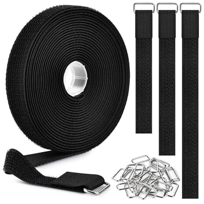 Nettbe 1"x39.4ft Hook and Loop Straps with 60 Buckles Adjustable Cut-to-Length Cable Ties Roll- Reusable Nylon Fastening Tape Cable Straps for Storage or Organization (1in x 39.4ft) - size: 1in x 39.4ft