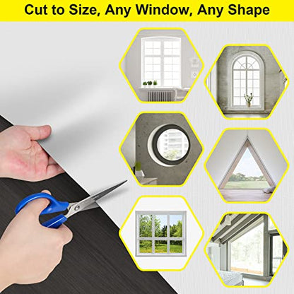 FADOTY 100% Blackout Curtains 2 Pack, 57"x 118" Black Out Window Cover | Blackout Window Film Shades Blinds, Cuttable, No Drill, Sun Heat Light Blocker for Bedroom, Nursery, Media Room, RV, White - color: White, size: 57"W x 118"H (Pack of 2)
