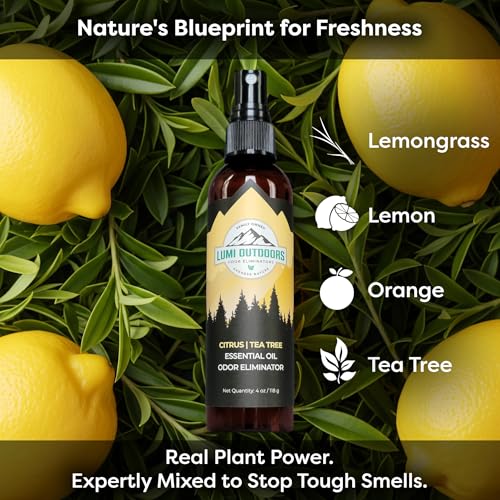 Lumi Outdoors Natural Shoe Deodorizer Spray & Odor Eliminator - Fresh Citrus Tea Tree Essential Oil Odor Eater - style: 1 Pack - Citrus Tea Tree
