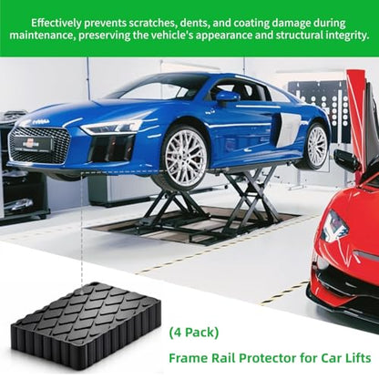 Anti-Skid Solid Rubber Auto Lift Pads – 4 Pack Heavy Duty Lift Blocks for Floor Jacks, Jack Stands & Car Lifts, 3000 Lbs Loading Capacity, 6.3" x 4.7" x 1.6" Size for Frame Protection - size: 6.3" x 4.7" x1.6"