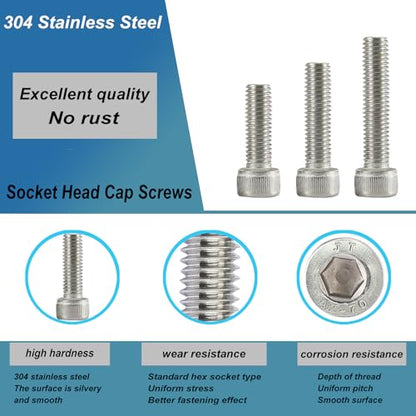 M5 x 20mm 25mm 30mm 35mm 40mm Socket Head Cap Screws Bolts, Stainless Steel 304, Metric Allen Hex Drive, Bright Finish, Fully Threaded, Assortment Kit 50PCS - size: Socket M5x20-40 mm