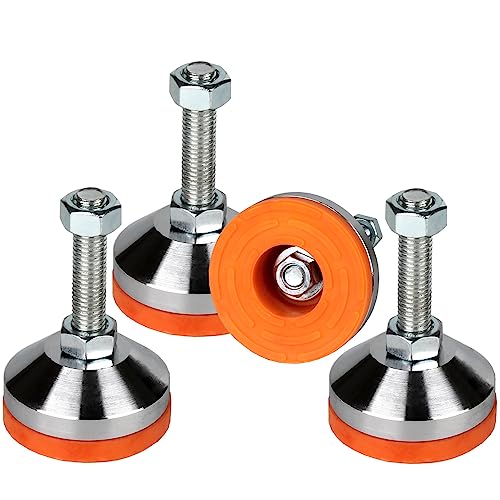Heavy Duty M12 Thread Leveling Feet, 1300lb Capacity,4Pack | Stainless Steel Adjustable Leg Leveler for Shelving, Workbench, Machinery Devices , 2.36" Dia Base with Anti-Slip Nylon Pad - size: D60xM12x50,4 Pack
