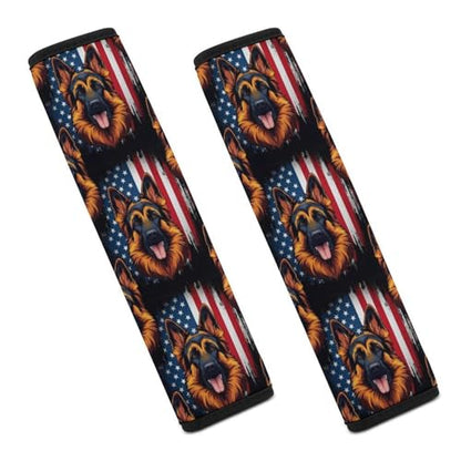 1 Pair Universal Soft and Comfortable Seat Belt Shoulder Pad for Adult Use, Stroller Pushchair High Chair, America Flag German Shepherd Neck Strap Covers, Anti-Slip Pad - color: Pattern 718