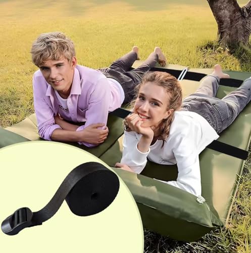 2PCS Universal Camping Mattress Coupling Sleeping Pad Repair Kit for Outdoor Adventures, 10.5ft Long Bed Connector Strap with Adjustable Buckle