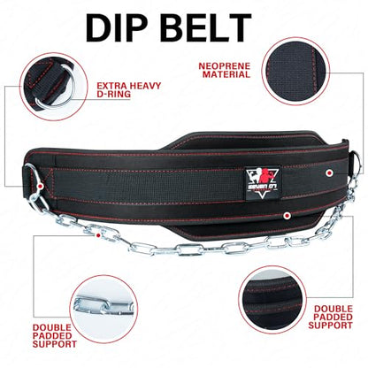 Dip Belt with 30" Stainless Steel Chain, 550-650 Lbs Weight Capacity, Neoprene Weight Lifting Belt, Perfect Weighted Belt for Pullups, Dips, Squats, Gym Workout & Crossfit Training