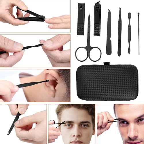 Manicure Pedicure Set - Professional Nail Grooming Kit with Travel Case - color: Black and Red