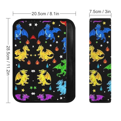 Soft Padded Seat Belt Cover for Girls and Boys, Stroller Pushchair High Chair, 2 Piece Colorful Flying Dragons Shoulder Protector Anti-Slip Pad - color: Pattern 697