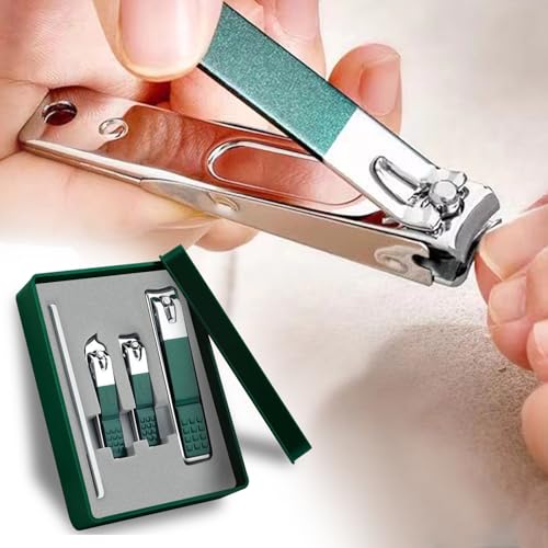 Nail Clipper Set 4 PCS Manicure Pedicure Kit with Case Nail Grooming Tools Portable Travel Care Set for Home Use