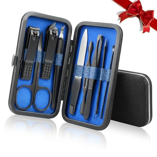 Manicure Set Nail Clipper Kit, 9-Piece Stainless Steel Nail Grooming Tools with Travel Case, Professional Fingernail and Toenail Care Kit for Home, Travel, Personal Grooming Blue - color: Blue
