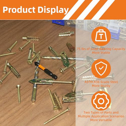 420pcs Self Drilling Drywall & Concrete Anchor Kit (M6 M8, 4 Sizes) with M6 & M8 Drill Bits, Loose Hinge Hole Repair, for Concrete, Wooden, and Home Decor Wall Hole Repair Kit - size: Screws -420-A