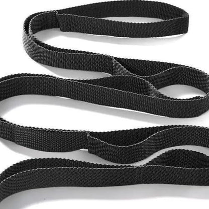 Stretching Strap Yoga Strap for Home Workout, Exercise, Pilates and Gymnastics, 10 Loops Non-Elastic Stretch Bands with Aesthetic Packaging for Women & Men - color: Black
