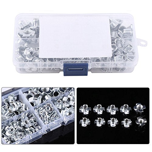 Carbon Steel FOURPRONGED TNUT KIT, 90PCS Assortment M3/M4/M5/M6/M8 for Wood Furniture, Rock Climbing Holds, CABINETRY [Highly and