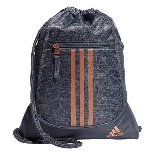 adidas Alliance Sackpack – Drawstring Backpack for Sports, Small Gym Bag, Jersey Onix Grey/Rose Gold/2, OSFA - color: Jersey Onix Grey/Rose Gold/2