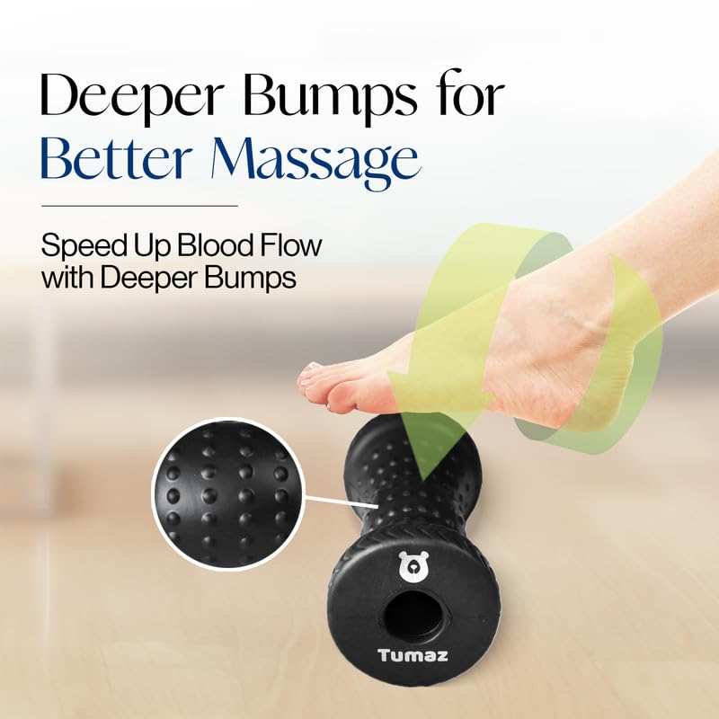 Tumaz Foot Roller for Deep Tissue Massage & Reflexology | Ergonomic Roller | Deep Tissue Massage | Reflexology | Portable Design | Ideal for Foot Recovery - color: Gray