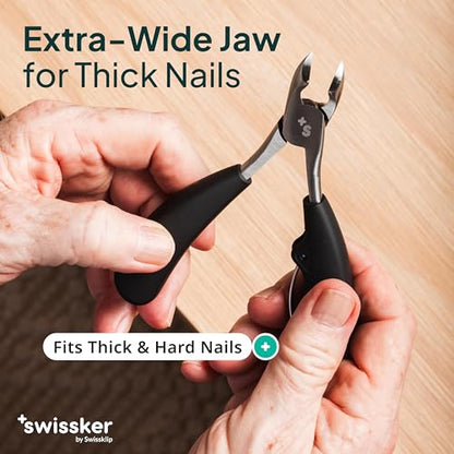 Swissker by Swissklip Heavy Duty Toenail Clippers for Men and Women – Professional Ergonomic Large Toe Nail Cutter & Trimmer for Thick Nails Seniors, Long Handle Ingrown Toe Nail Clipper