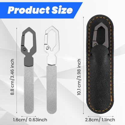 Ymapinc 2-Pack Small Nail Files Stainless Steel - Double Sided Metal Nail File for Women & Men with PU Case