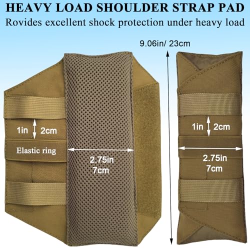 Ultra Thick Shoulder Strap Pad 2 Pack, Heavy Load Backpack Strap Pads, High Elasticity Tactical Bag Shoulder Pads - color: 2PCS-Brown
