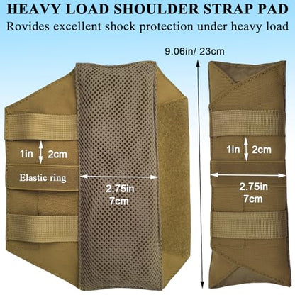 Ultra Thick Shoulder Strap Pad 2 Pack, Heavy Load Backpack Strap Pads, High Elasticity Tactical Bag Shoulder Pads - color: 2PCS-Brown