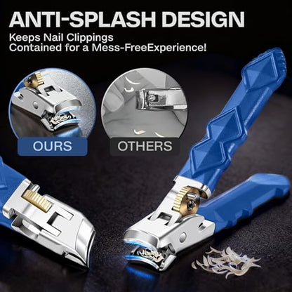 Wide Jaw Toenail Clippers for Thick Nails - Heavy Duty Stainless Steel Nail Clippers with Ergonomic Handle, Ultra Sharp Ingrown Nail Cutters for Men & Seniors.