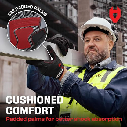 NoCry Heavy Duty Work Gloves for Men with Reinforced Palm and Non-Slip Grip | Reinforced Thumb Crotch, Double Stitched, Soft PVC Knuckle Protection, Flexible Fit, Padded Palms, Mechanic Safety Gloves - size: X-Large, style: Pro