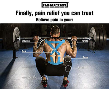 Hampton Adams | As Seen on Shark Tank | Elastic Kinesiology Tape (2-Pack) | Uncut Athletic Tape Supports & Protects Muscles Knees Shoulders & Plantar Fasciitis | Waterproof Hypoallergenic (Sky Blue) - color: Blue, size: 2in x 16ft (2 Rolls)