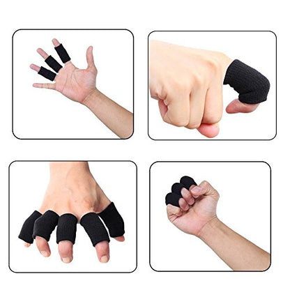 10PCS Stretchy Finger Protector Sleeve, Support Arthritis Sports Aid(Black) - color: Black