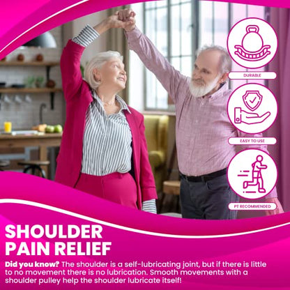 RangeMaster PinkRanger Shoulder Pulley with Patient Guide │ Aids Recovery and Rehabilitation │ Helps Enhance Pain Free Range of Motion │ Adjustable, Web Strap Door Attachment - color: Pink, style: Web Strap Door Attachment