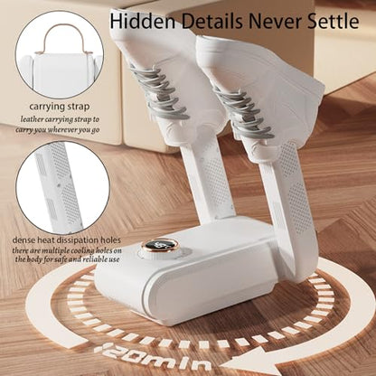 Boot Dryer for Work Boots，Shoe Dryer with Heat Blower， Shoe Dryers for Sneakers, Doubles as Glove, Helmet & Boxing Glove Dryer- Helps Reduce Odor(white)
