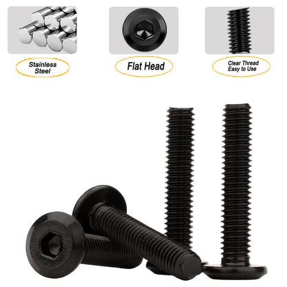 Metuja M6-1.0 x 15mm,20-Pack Black Flat Head Hex Socket Cap Screw Bolts,304 Stainless Steel,Fully Threaded M6 Bolts,Metric Fasteners for Furniture - size: M6-1.0x15mm