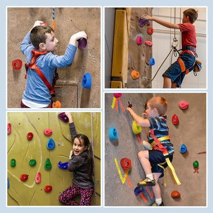 52 PCS Rock Climbing Wall for Kids,Rock Wall Climbing Holds,Adults Climbing Wall Grip Kits Holds Up to 230 lbs for Outdoor Indoor Home Playground Climbing Wall Holds