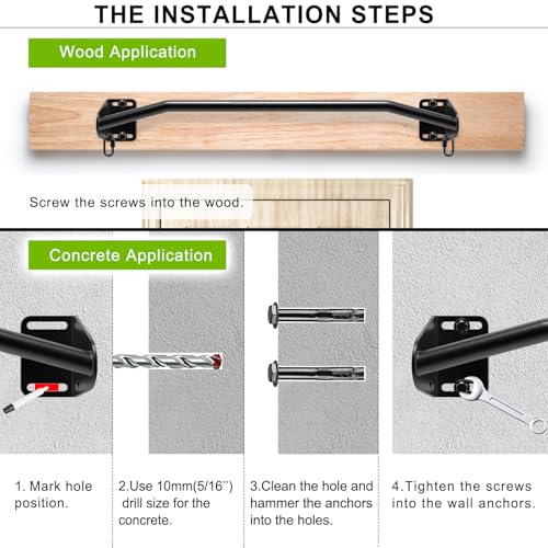 SELEWARE Heavy Duty Welded Pull Up Bar Wall/Joist/Ceiling Mount Chin Up Bar | Multifunctional Pull-up Bars w/Resistance Band Hooks for Home Gym Strength Training, Sturdy Steel Construction Support 500 lb - color: B: Black 36" Wall Mount Pull Up Bar