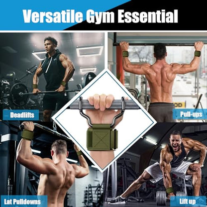 Weight Lifting Hooks, Upgrade Weightlifting Grip Hooks, Heavy Duty Lifting Wrist Straps for Pull-Ups, Strength Training and Deadlifts, Wrist Strap Hook for Men and Women - color: Green