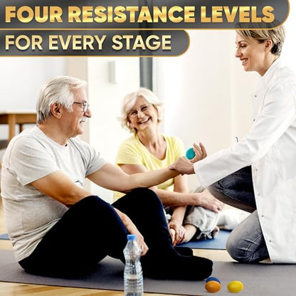 4 Pcs Squeeze Balls for Hand Therapy with 4 Resistance Levels | Set of 4 Hand Exercise Balls for Arthritis, Finger Workout, Thermoplastic Rubber, Portable, Pleasant to Touch & Lightweight