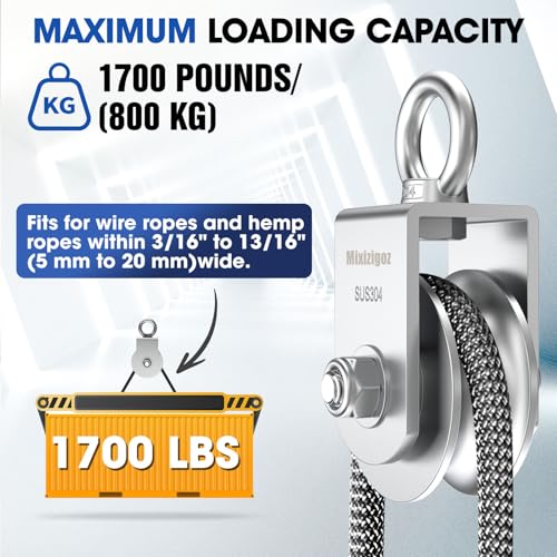 U Type Swivel Pulley Block, 304 Stainless Steel Pulleys for Wire Rope Cable Lifting, DIY Gym Equipment Part, Clothesline, Hoist - Waterproof Sturdy 360 Degree Rotating Wheel (68 mm, 1) - style: 68 mm