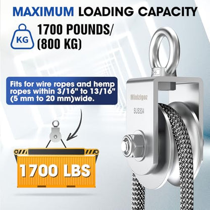 U Type Swivel Pulley Block, 304 Stainless Steel Pulleys for Wire Rope Cable Lifting, DIY Gym Equipment Part, Clothesline, Hoist - Waterproof Sturdy 360 Degree Rotating Wheel (68 mm, 1) - style: 68 mm
