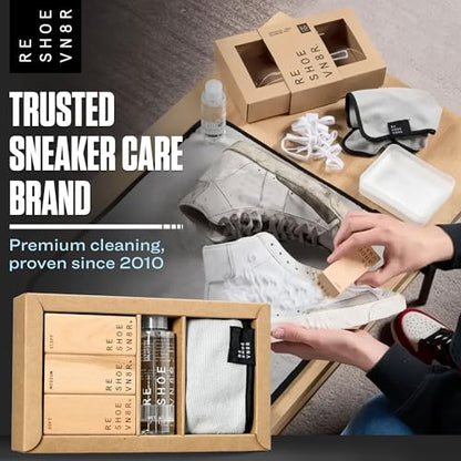 RESHOEVN8R Shoe Cleaner Kit - Sneakers, Mesh, Canvas, Suede, Knit, Leather | Cleaning kit solution for sneakers, mesh, canvas, suede, knit & leather shoes, complete cleaning set for every material