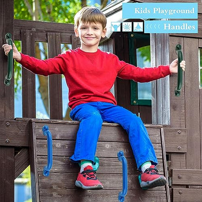 4 Pieces Kids Playground Safety Handles Swingset Grab Handle Playground Accessories for Child Backyard Playhouse Treehouse - color: Green, Blue